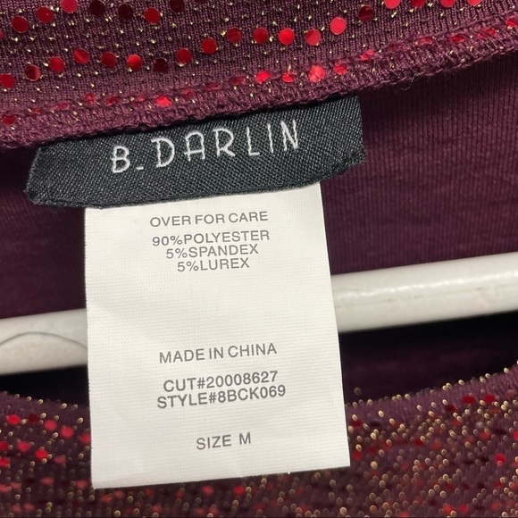 𝅺B Darlin Womens Juniors Sequined Love Sleeves Party Dress, Red, M - Picture 5 of 7